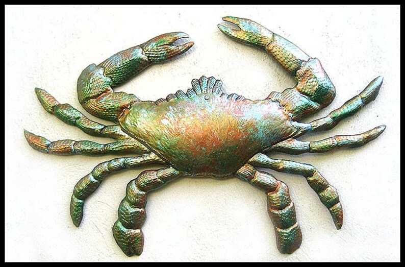 CRAB WALL HANGING Outdoor Metal Art Iridescent Metal Wall Etsy