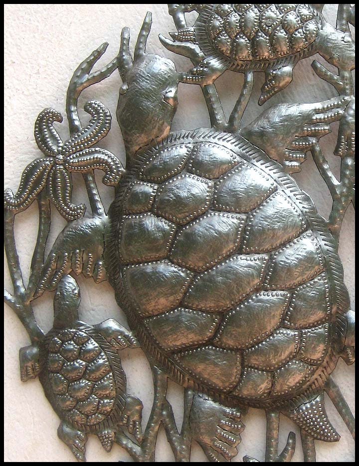 METAL BEACH DECOR Garden Decor Turtles 24 Outdoor Etsy