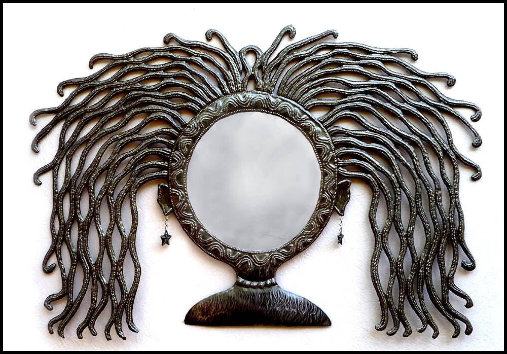 Metal Mirror Wall Hanging Mirror Metal Art Metal Wall Art Etsy