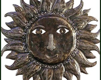 METAL SUN ART, Metal Wall Art, Sun Design, Metal Wall Decor, Haitian Recycled Steel Drum, Haitian Art, Outdoor Garden Art, Metal Art, 732