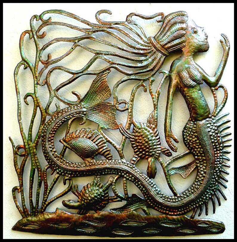 METAL MERMAID Beach Decor Haitian Steel Drum Metal Art Wall Etsy