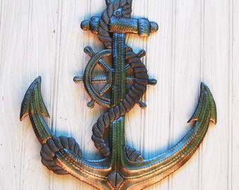 ANCHOR WALL HANGING, Boating, , Recycled Steel Drum, Metal Anchor Wall Decor, Nautical Wall Hanging, Outdoor Metal Art, An-100