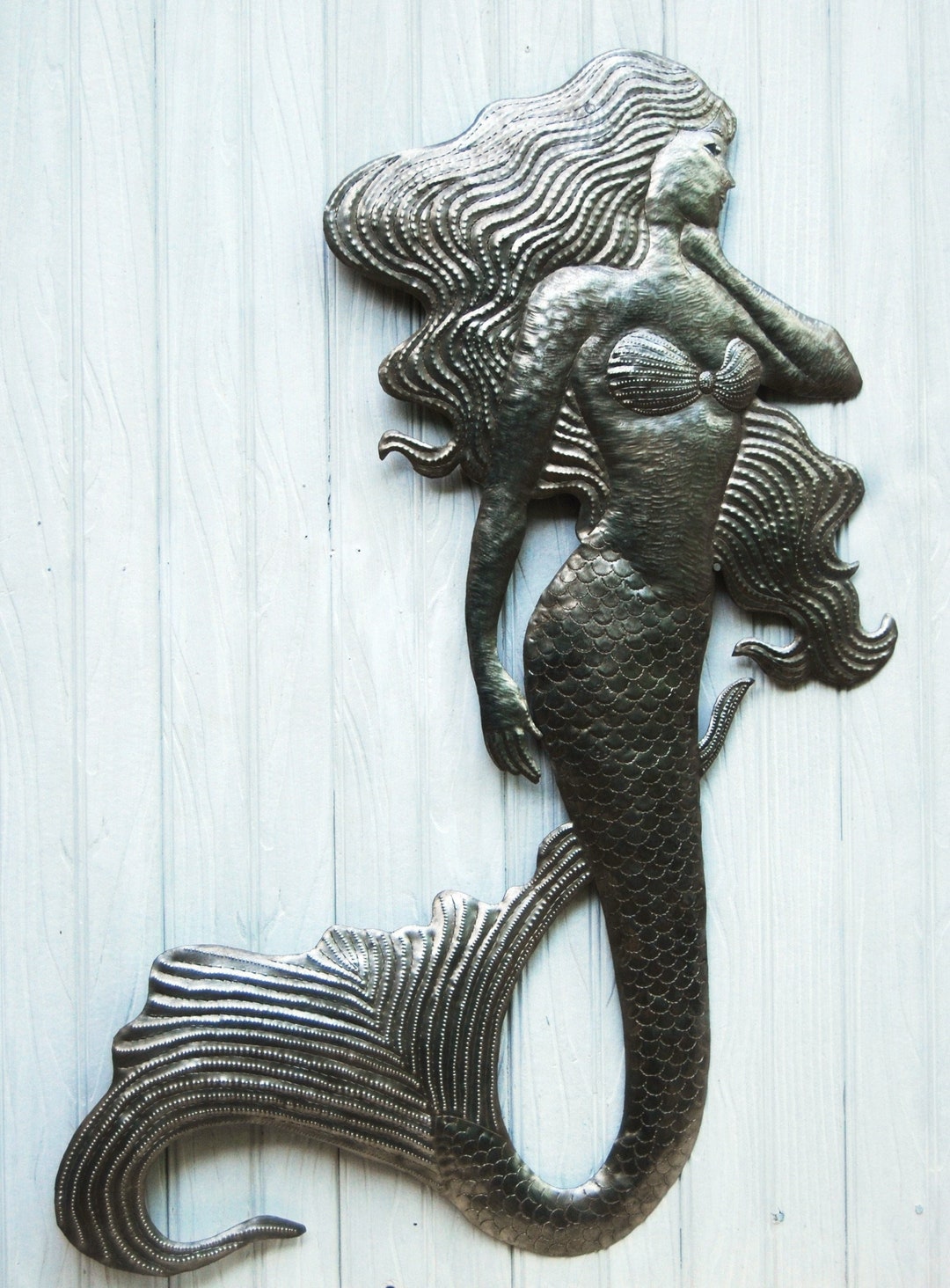 MERMAID ART, Mermaid Metal Wall Hanging, Mermaid Decor, Haitian Metal ...