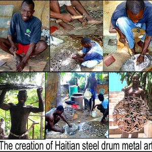HAITIAN TREE of LIFE, Outdoor Metal Wall Art, Metal Tree Wall Art, Metal Wall Hanging, Haitian Art, Steel Drum Art, Metal Wall Decor, 424 image 6