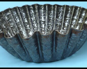 DECORATIVE METAL BOWL, Metal Art, Metal Bowl, Recycled Steel Drum Art of Haiti, Handcrafted Haitian Metal Art, 13" Across, Hb-120-13