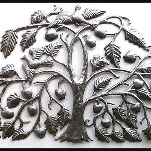 METAL HOME DECOR, Metal Wall Art, Tree Art, Metal Wall Hanging, Tree of Life - 34",  Haitian Art, Steel Drum  Metal Art, Wall Decor - 343