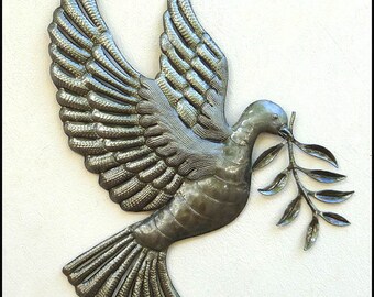 OUTDOOR METAL ART, Bird Wall Art, Metal Art, Peace Dove, Haitian Art , Recycled Steel Drum, Bird Design, Metal Wall Decor, Garden Decor, 303