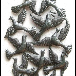 FLOCK OF BIRDS, Metal Bird Wall Art, Metal Wall Decor, Tropical Art, Metal Art, Wall Hanging, Haitian Art, Steel Drum Art, E-103-O