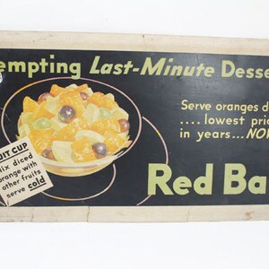 VENTA Tablero publicitario vintage de naranjas de bola roja, cartel publicitario, publicidad vintage, 1932