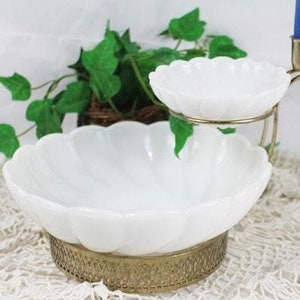 Chip and Dip Bowl, Vintage Buffet Bowl with Candle Holder