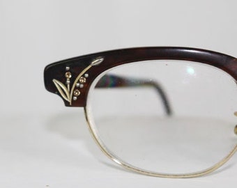 Brown Eye Glass Frames, Eye Glasses, Brown Glass Frames, Vintage Eye Glasses  -  4D