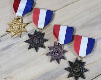 4 US Swimming Medals, Minnesota Swim Medals, Star Medals, Ribbon Medals 1965 to 1970  -  Group F