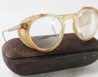 Safety Glasses with METAL Glass Case, Motorcycle Goggles, Work Goggles