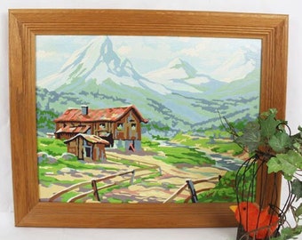 18" x 14" PBN Lodge with Snowy Mountain View