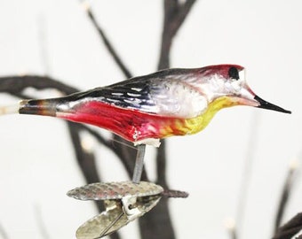 Vintage Mercury Glass Bird Clip-on Ornament  -   E