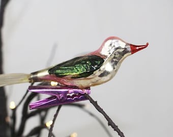 Vintage Mercury Glass Bird Clip-on Ornament  -   I