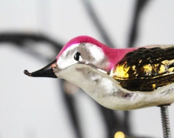 Vintage Mercury Glass Bird Clip-on Ornament  -   B