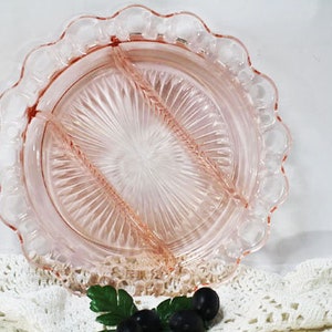 Pink Relish Dish, Pink Glass Relish Dish, Vintage Relish Dish