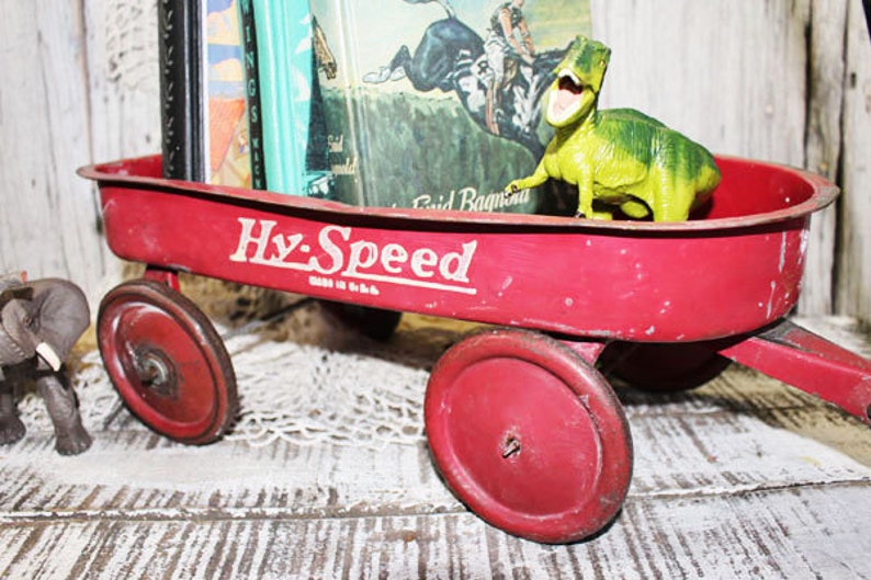 Antique HySpeed Toy pull wagon Little red wagon Childs red Etsy