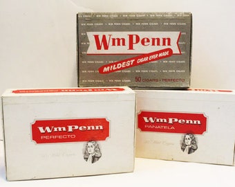 Wm Penn Cigar Box, Wm Penn Perfecto Cigar Box, Vintage Cigar Box, Storage and Organization