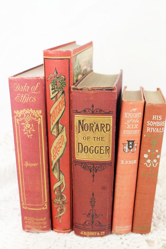 Vintage Books/50cm Set 【RED】洋書　古書　アンティーク Vintage Books/50cm Set 【RED】洋書 古書 アンティーク-海外お取寄せ商