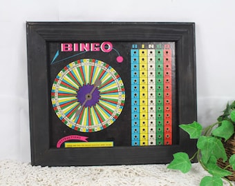 Bingo Board Wall Hanging, Vintage Bingo Board Spinner