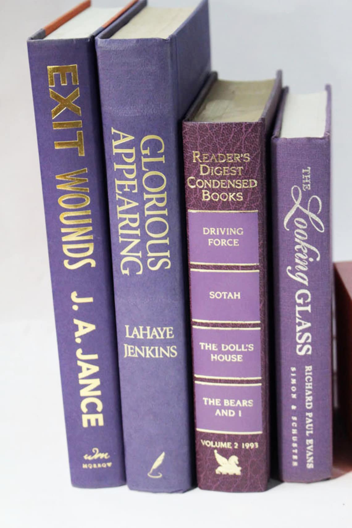 4 Purple With Gold Books Purple Book Stack Purple Books for Etsy