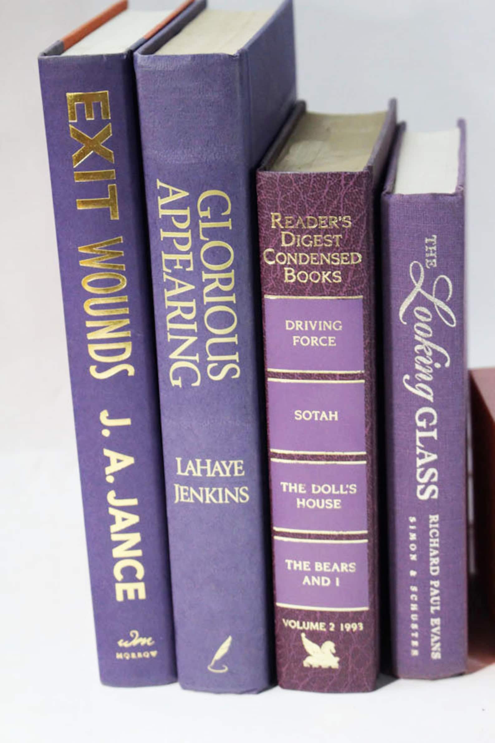 4 Purple With Gold Books Purple Book Stack Purple Books for Etsy