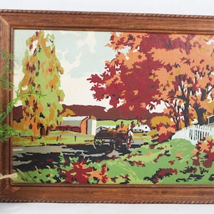 16 "x 12 Malen nach Zahlen Bauernhof mit Pferdewagen, gerahmtes Acrylbild, PBN Farm