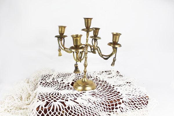 Brass Candelabra with tassel decor