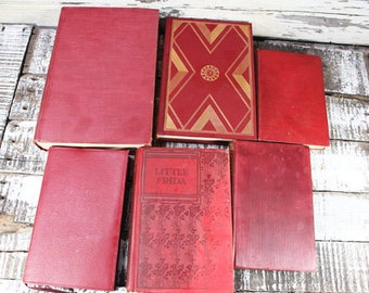 Vintage Books/50cm Set 【RED】洋書　古書　アンティーク Vintage Books/50cm Set 【RED】洋書 古書 アンティーク