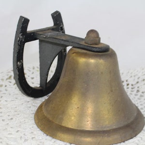 Vintage Brass Bell With Horseshoe Mount. Made in Japan. Ranch Bell