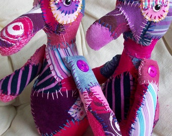 twin ICKEBADIKA's upcycled patchwork buddy dolls for anyone who has love to share by Claudia Fill