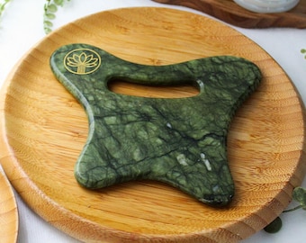 Jade Gua Sha Lymphatic Drainage Tool |  Natural Green Jade Facial & Body Massage Tool for Sculpting, Circulation | Holistic Skincare