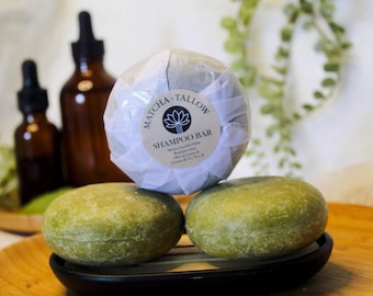 Champú Matcha Tallow: Árbol de té y aceite de ricino, sin sulfatos