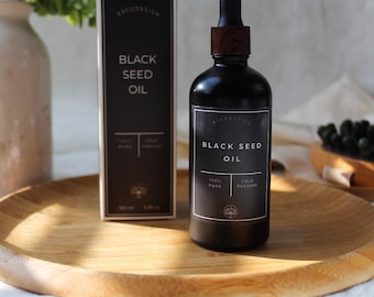 Aceite de semilla negra / Orgánico prensado en frío / Nigella sativa / Virgen puro sin refinar