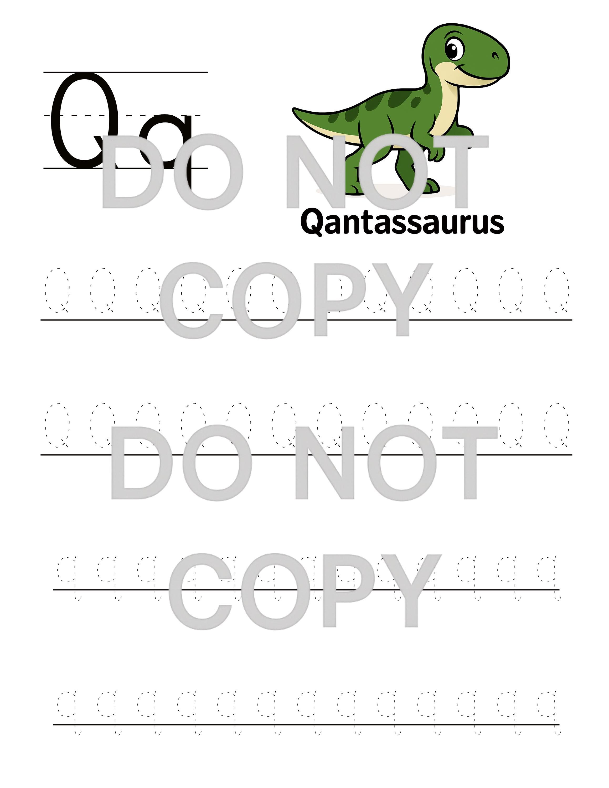 Dinosaur Alphabet Tracing Worksheet - Letter Q | Preschool ...