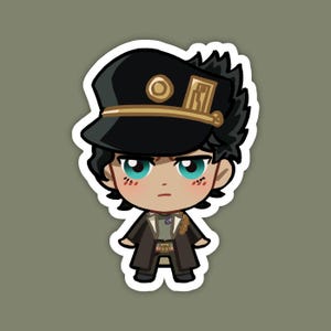 Jotaro Kujo | Jojo&#39;s Bizarre Adventure Fan Art | Cute Anime Waterproof Vinyl Die Cut Sticker for Laptop, Decals, or Water Bottle
