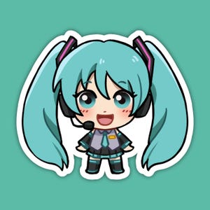 Hatsune Miku | Vocaloid Fan Art | Cute Anime Waterproof Vinyl Die Cut Sticker for Laptop, Decals, or Water Bottle