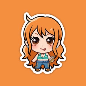 Nami | One Piece Fan Art | Cute Anime Waterproof Vinyl Die Cut Sticker for Laptop, Decals, or Water Bottle