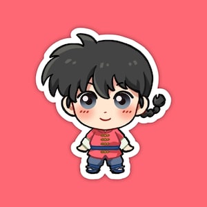 Ranma Saotome male | Ranma 1/2 Fan Art | Cute Anime Waterproof Vinyl Die Cut Sticker for Laptop, Decals, or Water Bottle