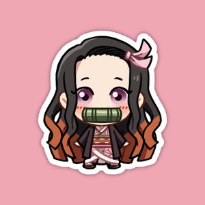 Nezuko Kamado | Kimetsu no Yaiba Fan Art | Cute Anime Waterproof Vinyl Die Cut Sticker for Laptop, Decals, or Water Bottle
