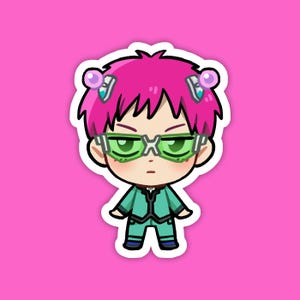 Saiki K. | Saiki Kusuo No Sainan | The Disastrous Life of Saiki K | Cute Anime Waterproof Vinyl Die Cut Sticker for Laptop, or Water Bottle