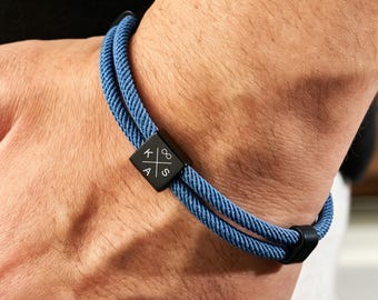 Personalized Adjustable Sliding Knot Bracelet for Dad, Individual Engraving Bracelet, Couple Bracelet, Personalized, Initials, Father's Day