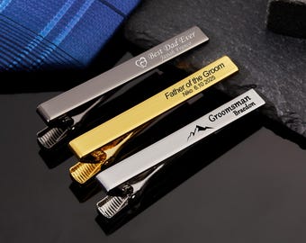 Personalized Engraved Tie Clip: Stainless Steel Groomsman Gift