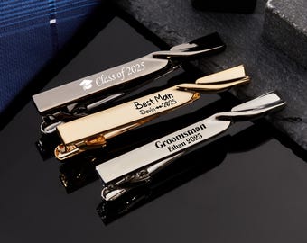 Alfiler de corbata personalizado: alfiler de corbata de acero inoxidable con monograma, regalo para padrinos de boda