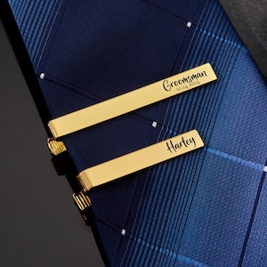 Personalized Engraved Best Man Tie Clip, Custom Groomsman Gift, Wedding Gifts for Groom or Groomsmen, Valentines Gift, Father&#39;s Day Gift