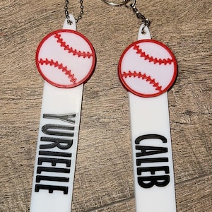 Custom 3D Printed Baseball Keychains- Personalized Sports Keychain