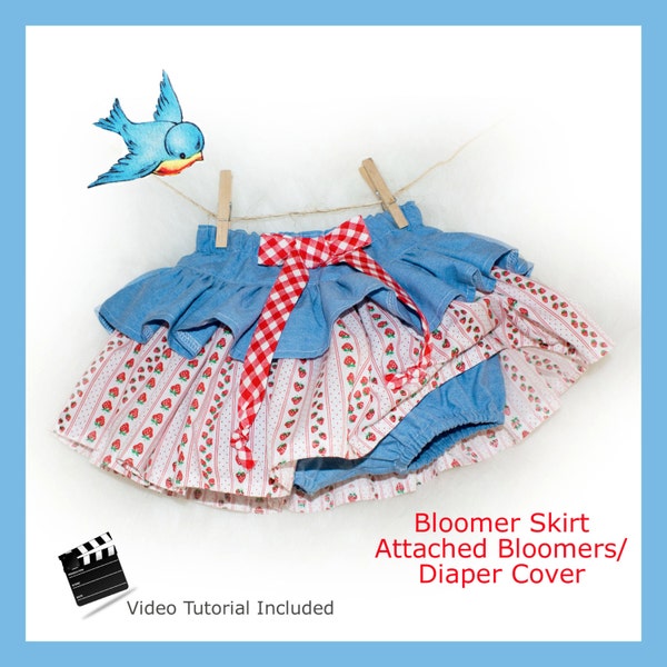 Ruffle Skirt Diaper Cover PDF Sewing Pattern Instant Delivery Baby Toddler with Attached Diaper Nappy Cover  Beginner 3 6 9 12 18 24 months