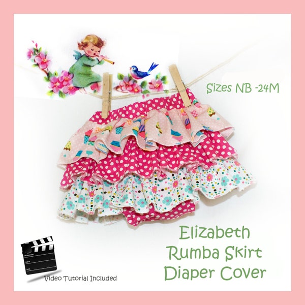 Diaper Cover Rumba Skirt Easy PDF Sewing Pattern Video Tutorial Baby Toddler Nappy Beginner NB 3 6 9 12 18 24 months